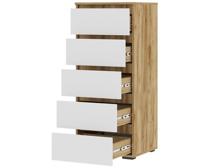 Комод «Хелен» КМ-03 5 ящиков, белый/дуб крафт золотой в магазине «На диване» в Санкт-Петербурге  — Выгодная цена